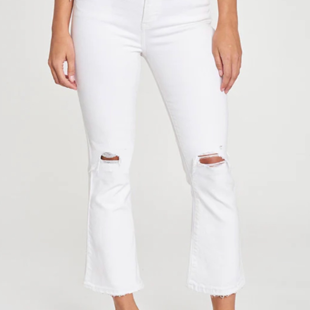 Daze Denim Women's Shy Girl High-Rise Crop Distressed Flare Jeans Womens Size 29